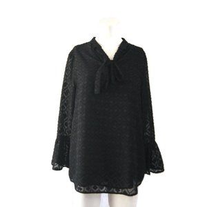 Catherine Malandrino Womens Size M Black Shirt Bell Sleeves